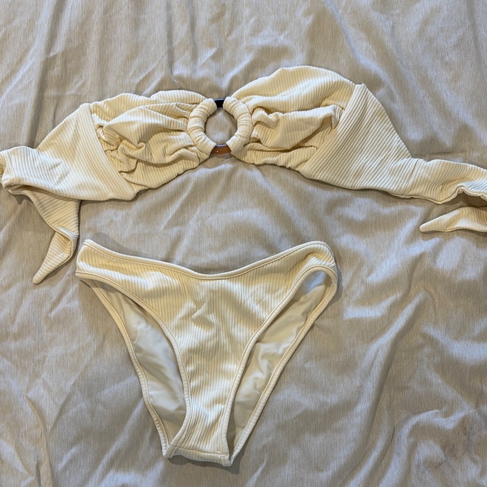Montce Cream Ribbed Bikini Set